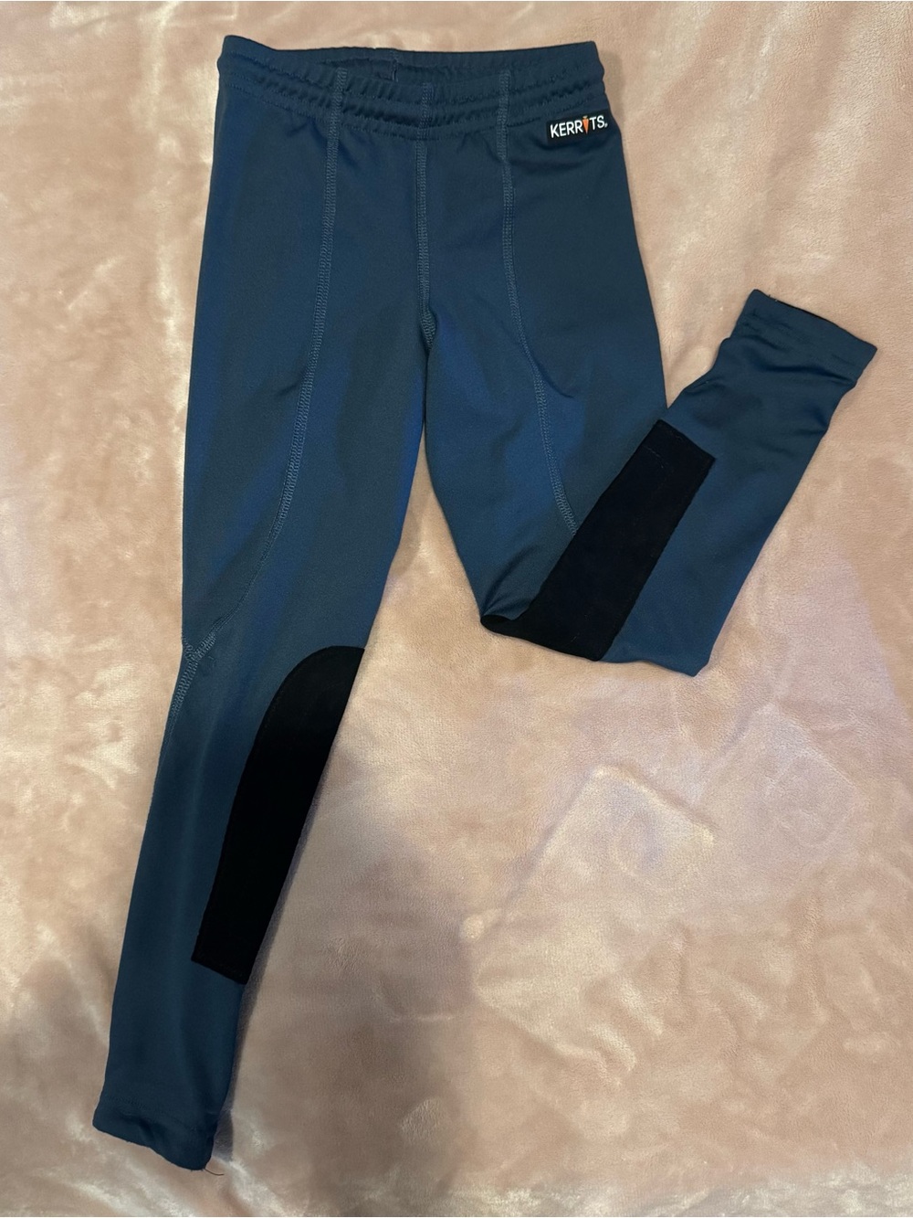 Kerrits Kids Blue PerformanceRiding Tights with Black Knee Patches
